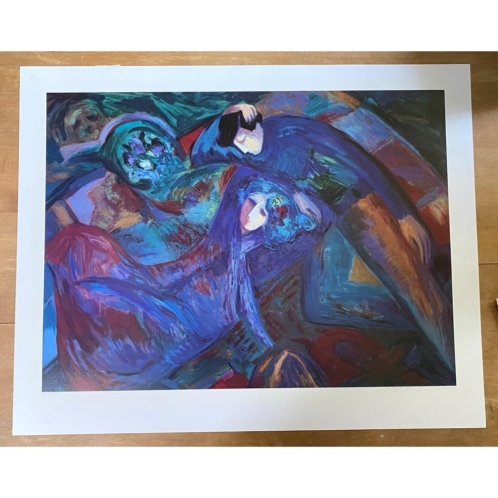 Barbara A. Wood Spring Picnic Signed Numbered Ltd Ed Lithograph 1997 23x31